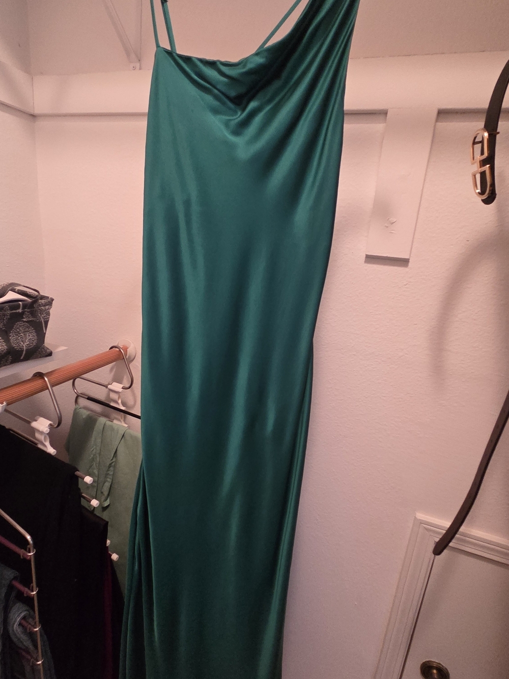Zara Emerald Satin Slip Maxi Skirt